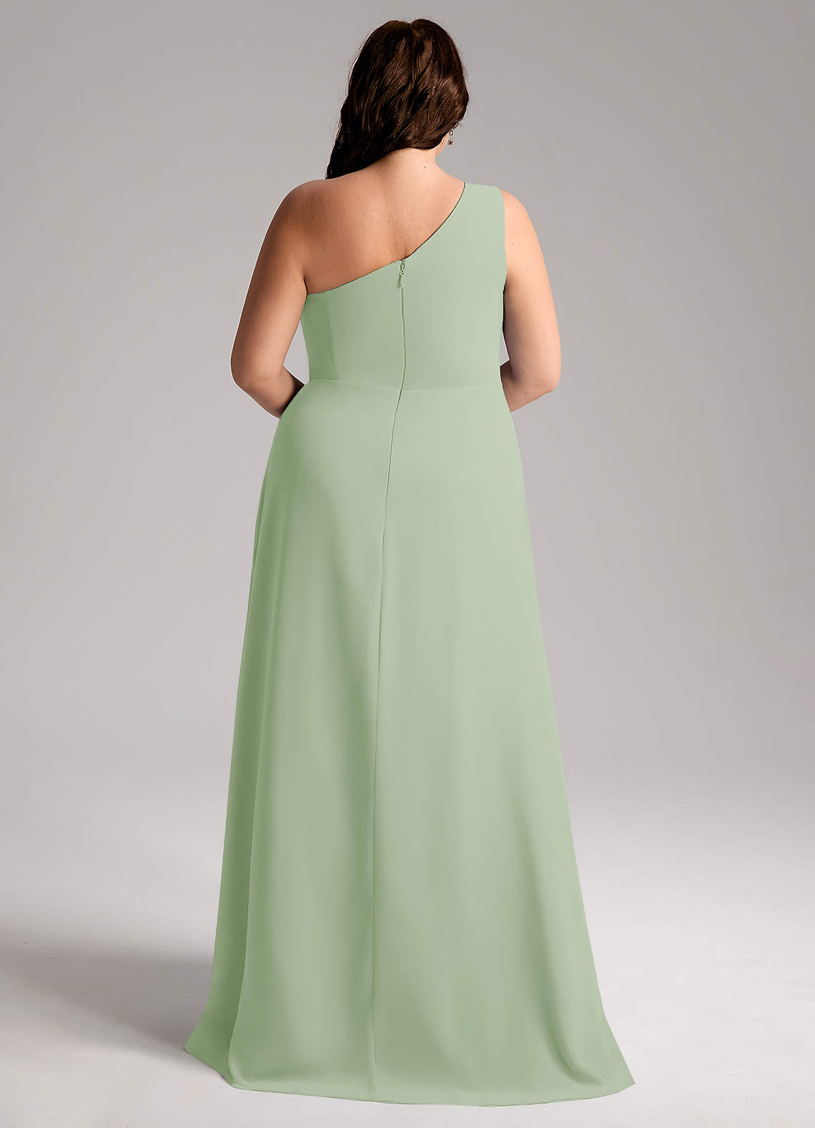 Azazie Brooke Bridesmaid Dresses Dusty Sage A-Line One Shoulder Chiffon Dress image8