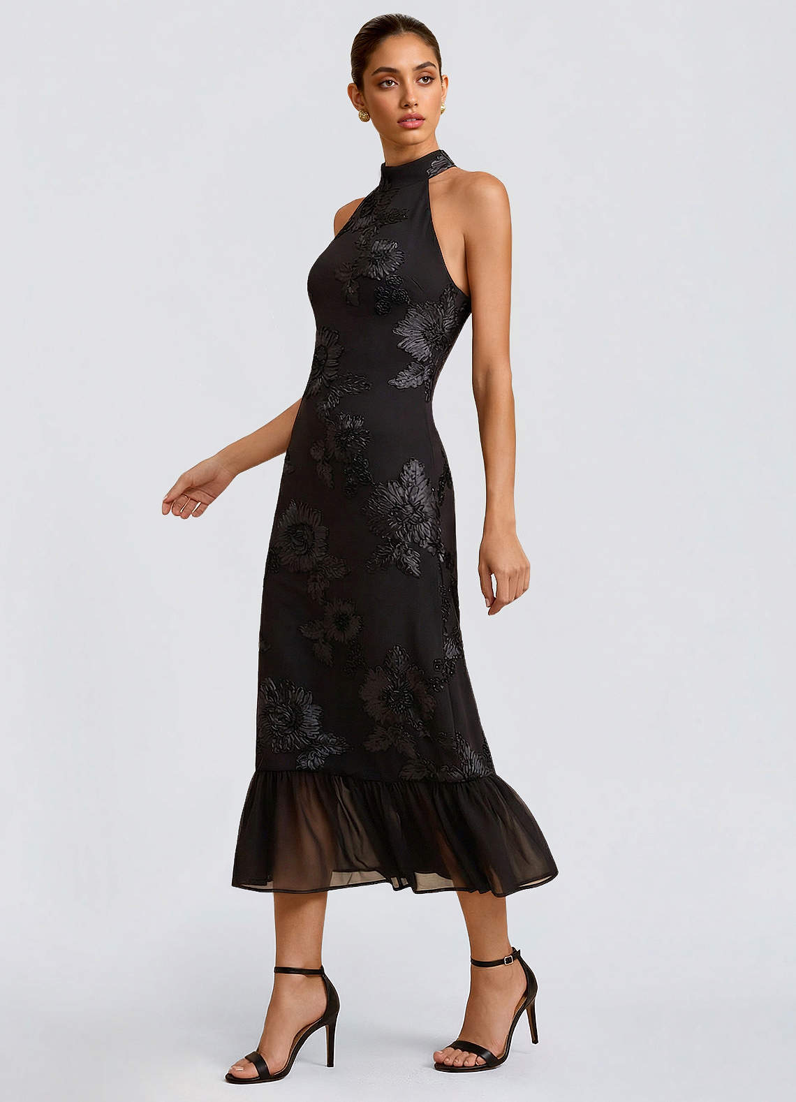 glitter lace prom dress Embellished Glitter Lace Up Back Long Prom Dress main image 1