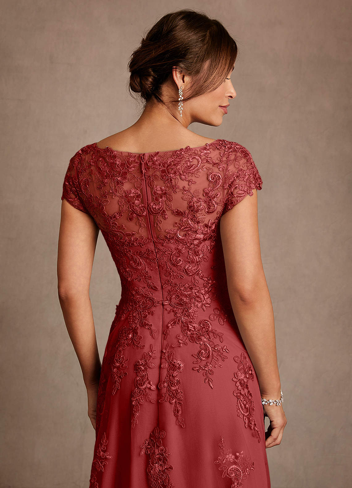 Azazie Jolanda Mother of the Bride Dresses Rust A-Line Lace Dress image5