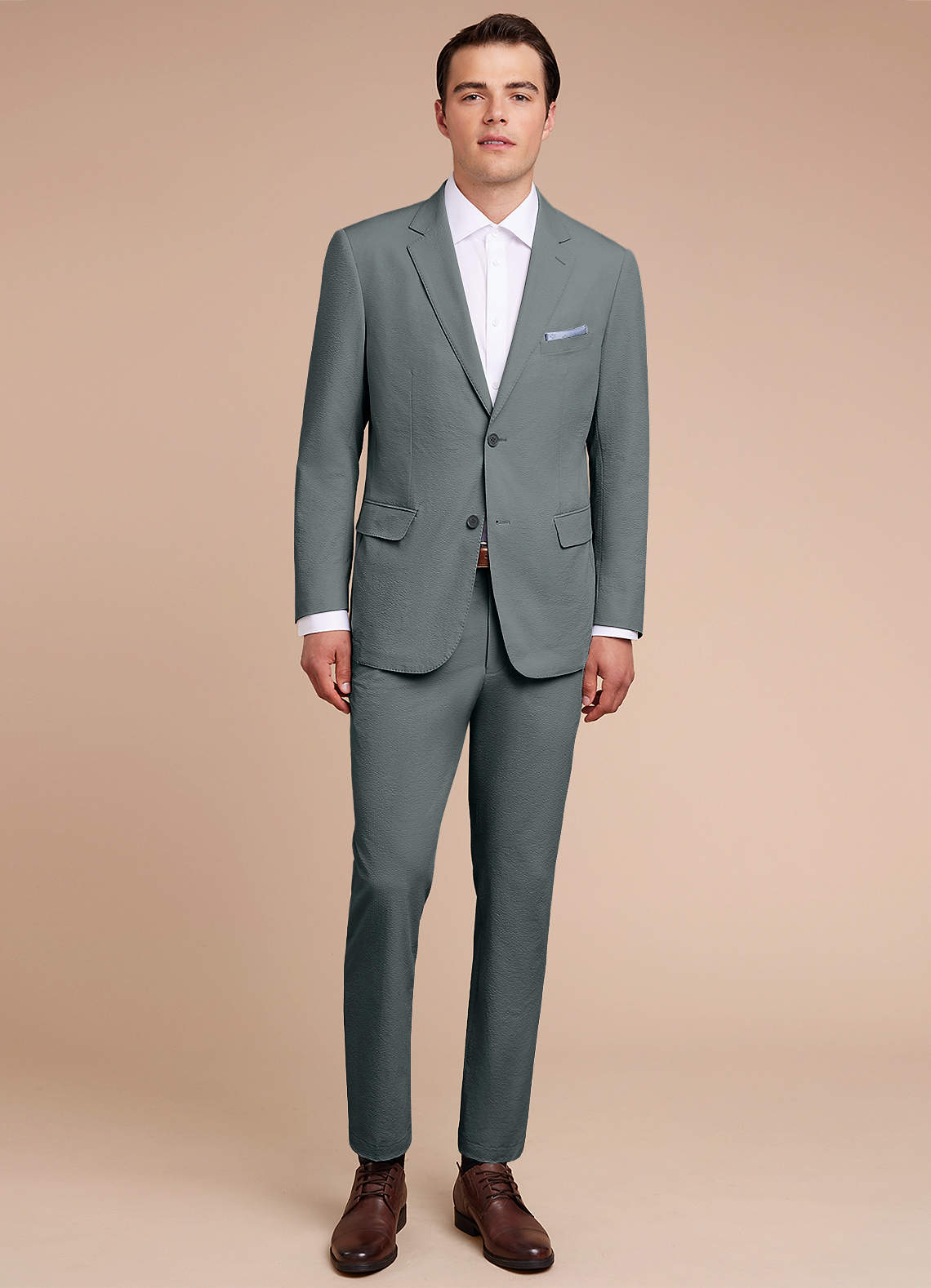 front Miles Grey Seersucker Suit Jacket