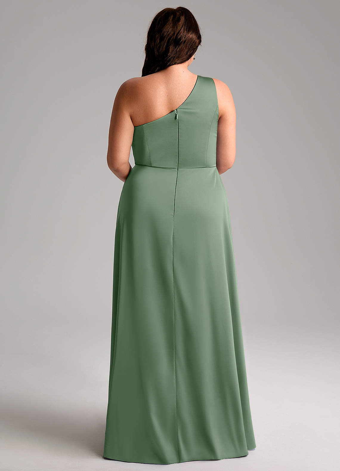 Azazie Brooke Jurken voor bruidsmeisjes Jurk van Stretch Satijn met A-Lijn One-Shoulder Matcha image8