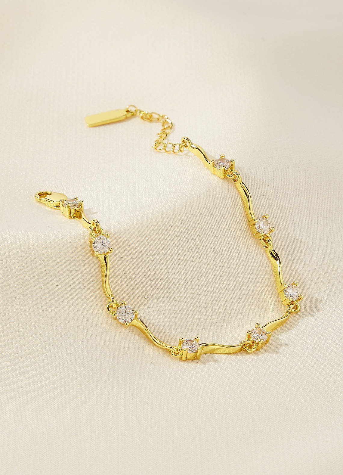 front Pulsera de eslabones ondulados y cristales