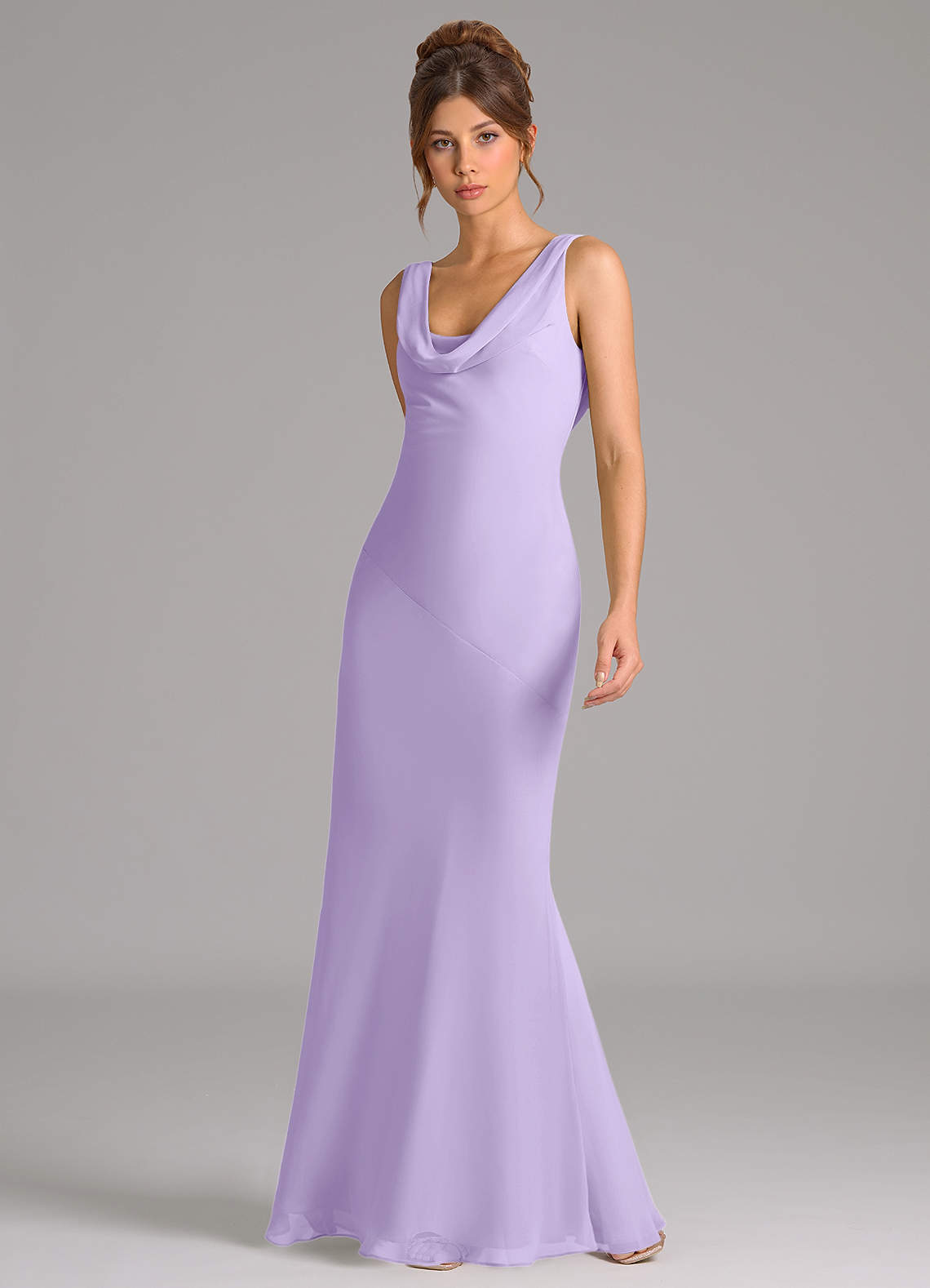Azazie Rylina Bridesmaid Dresses Lilac Mermaid Pleated Chiffon Dress image2