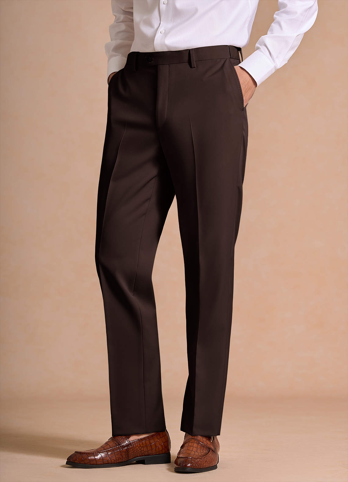 front James Ganache Structured Stretch Dress Pants