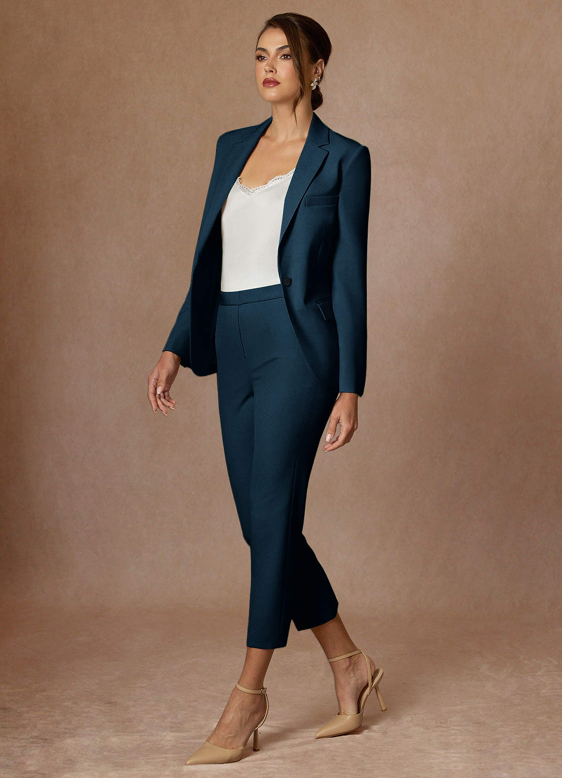 front Kennedy Dark Navy Refined Weave Performance Pants Suit