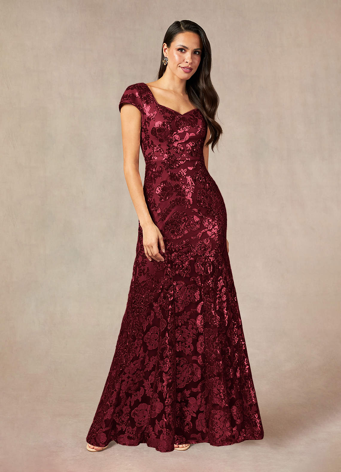 Azazie Korinna Kleider für die Brautmutter Meerjungfrau-Linie Pailletten Kleid Cabernetrot image1