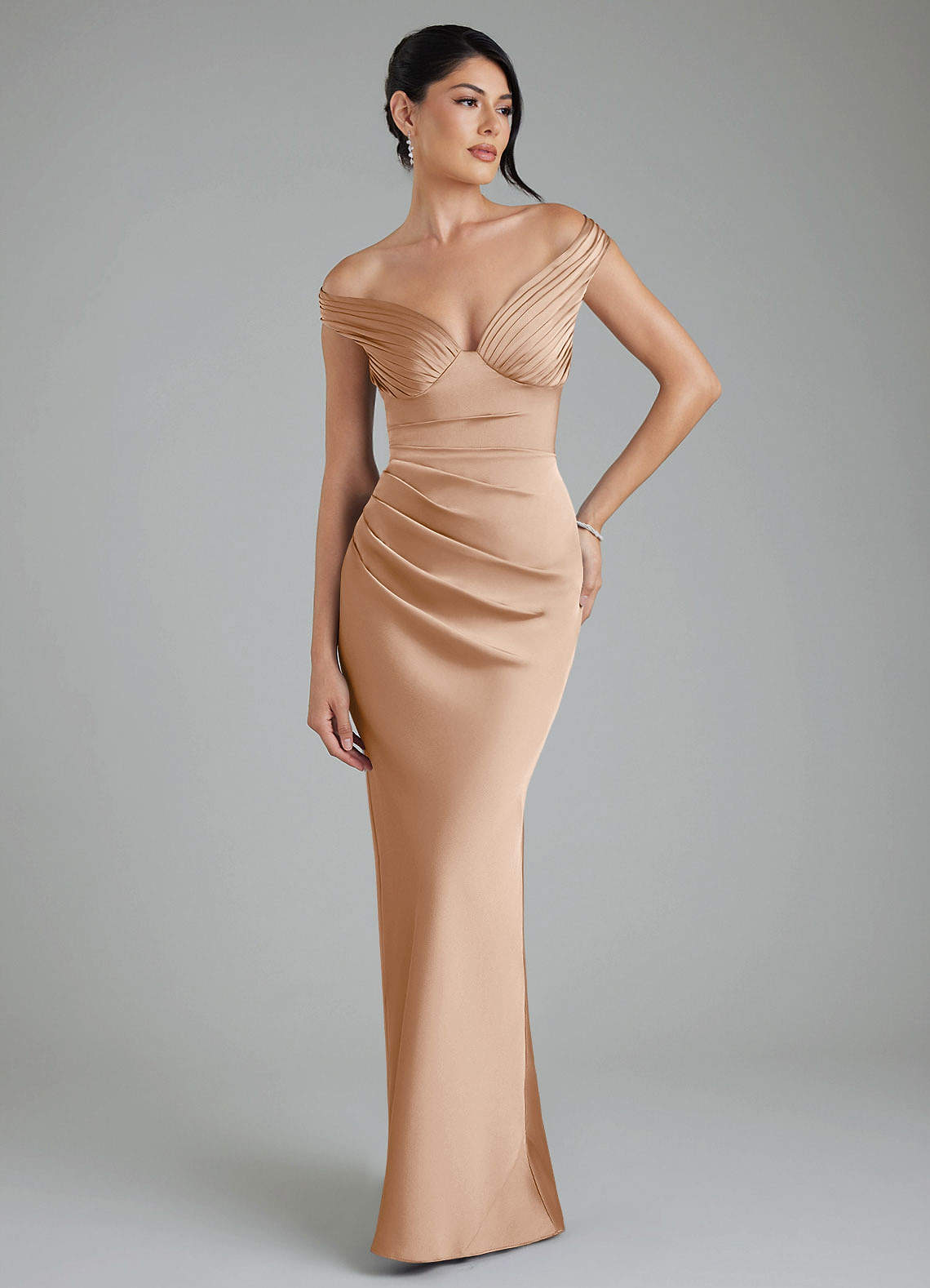english rose satin bridesmaid dresses Azazie Stella
