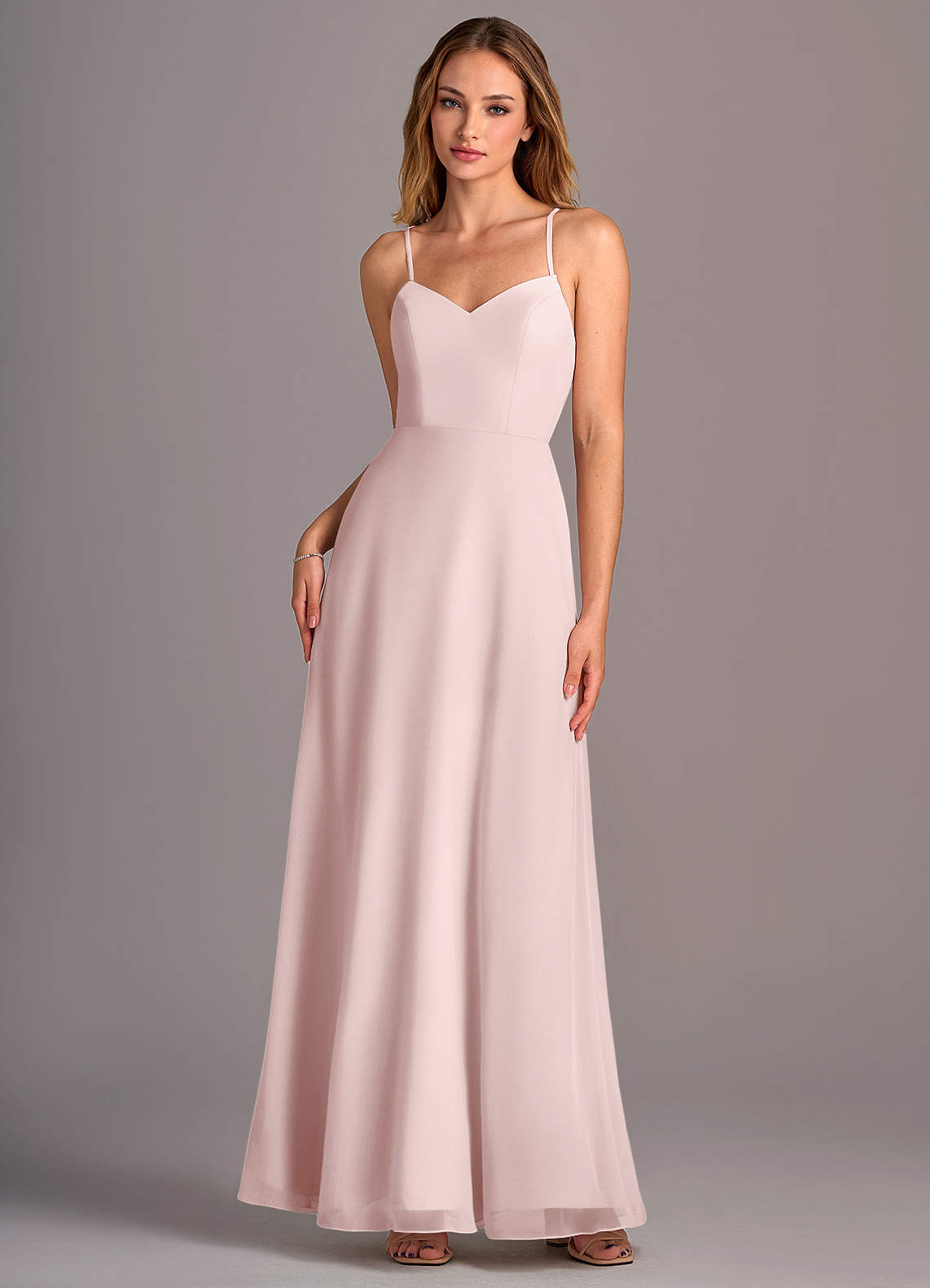 Azazie Mei Bridesmaid Dresses Blushing Pink A-Line Chiffon Dress image1