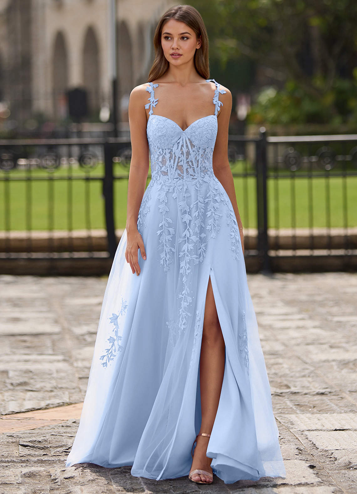 Dreamscape Azul Cielo Vestido de fiesta de corte A image1