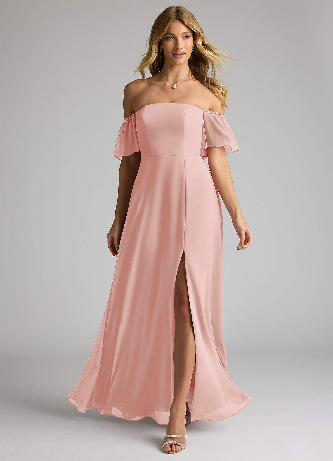 Azazie Sue At-home Try On Dresses Matcha A-Line Off the Shoulder Chiffon Convertible Dress image1