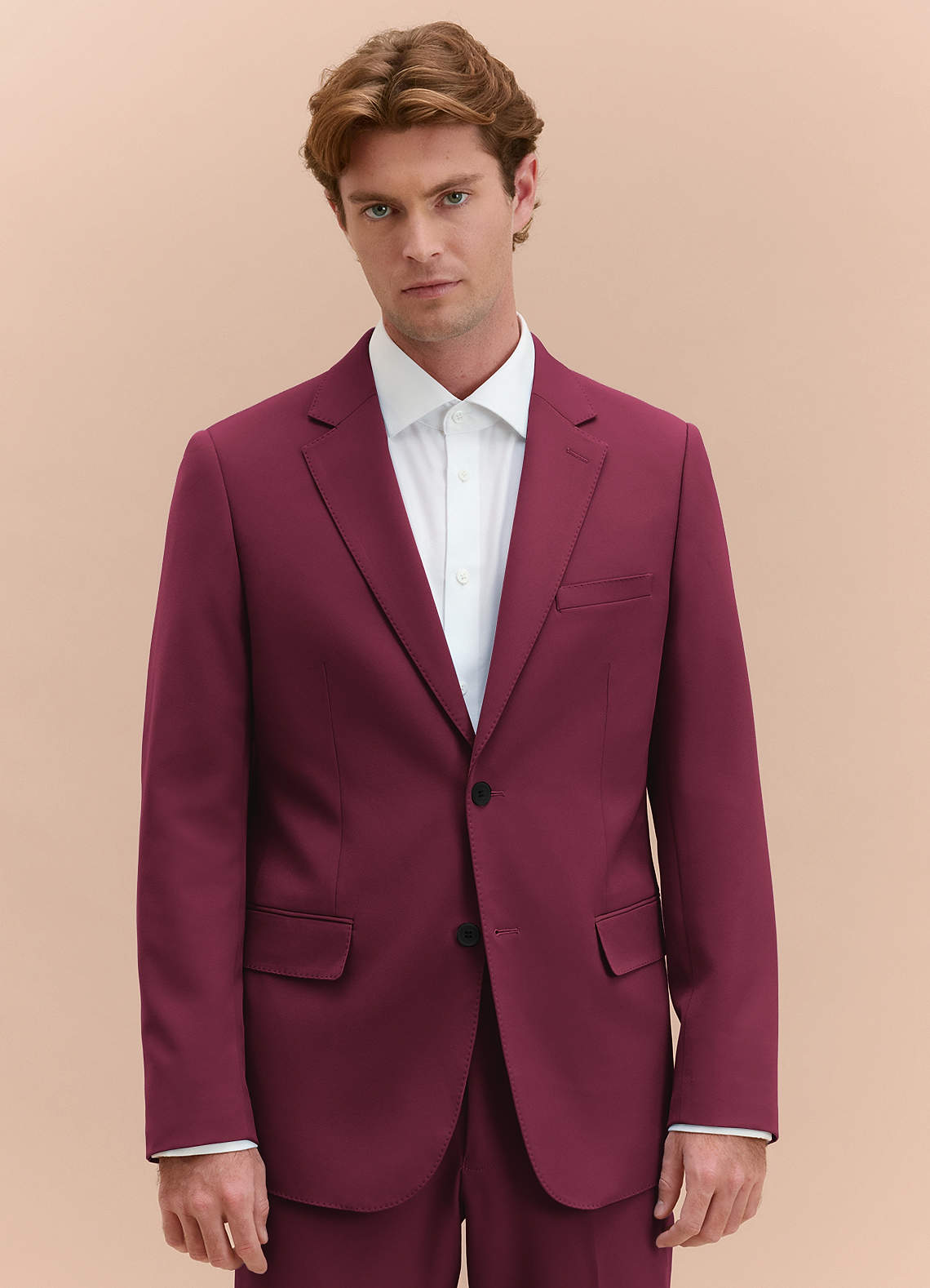 front James Burgundy Structured Stretch Suit Jacket