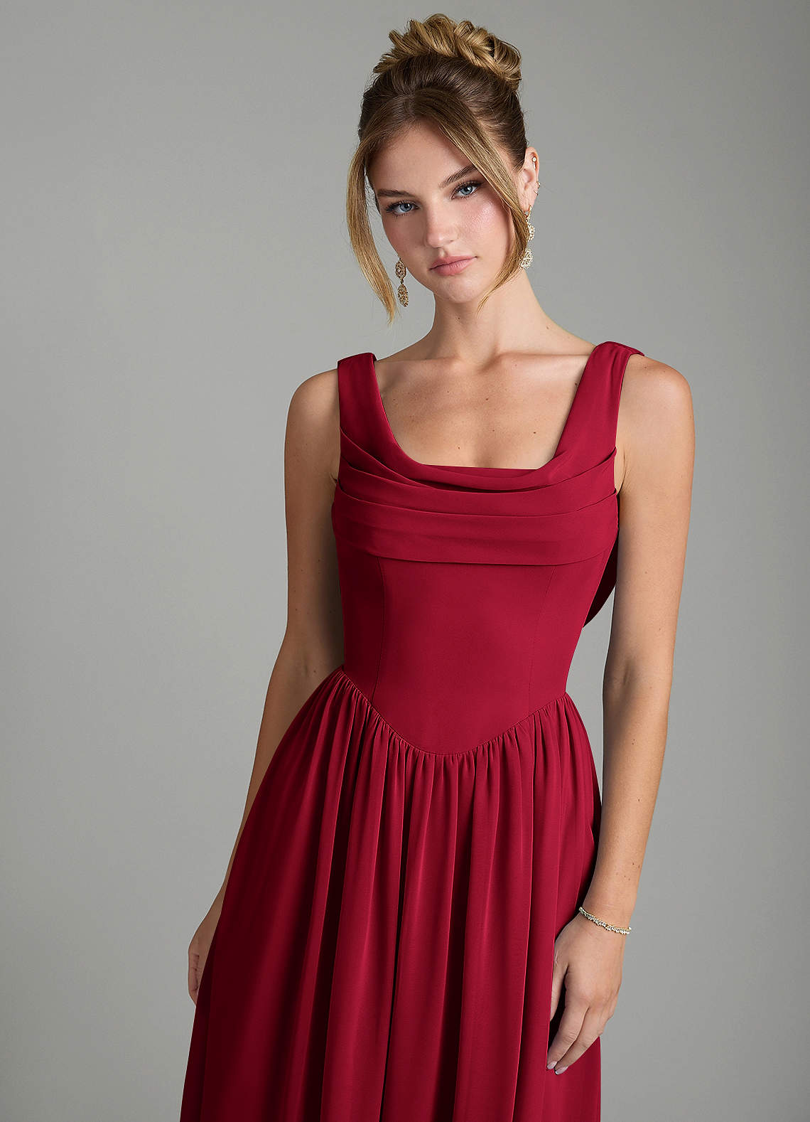 Azazie Novi Morsiusneito Mekot A-linja Pliseerattu Sifonki Lattian pituus Pukeutua image5