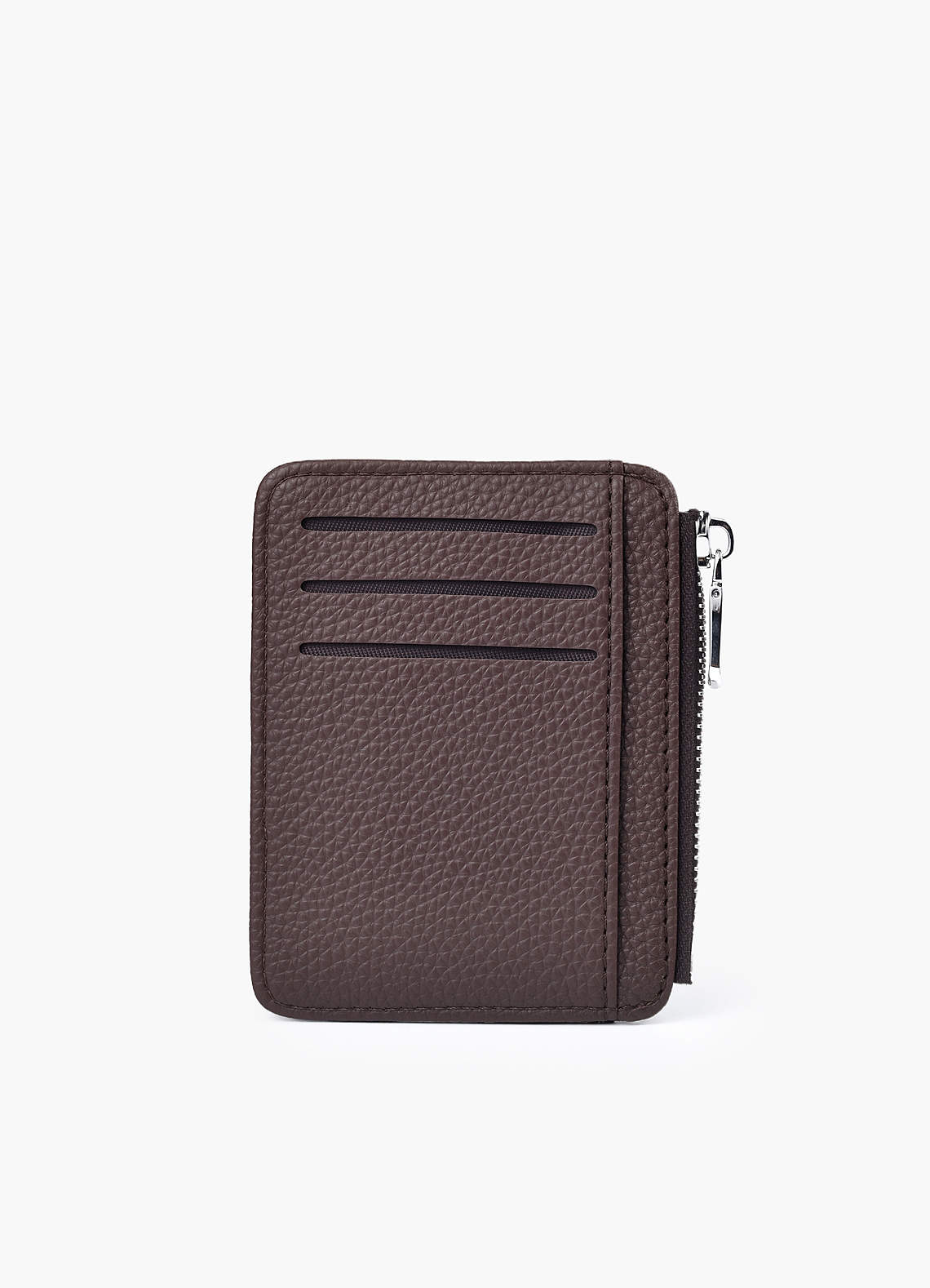 front Cartera para hombre con tarjetero de piel granulada y cremallera