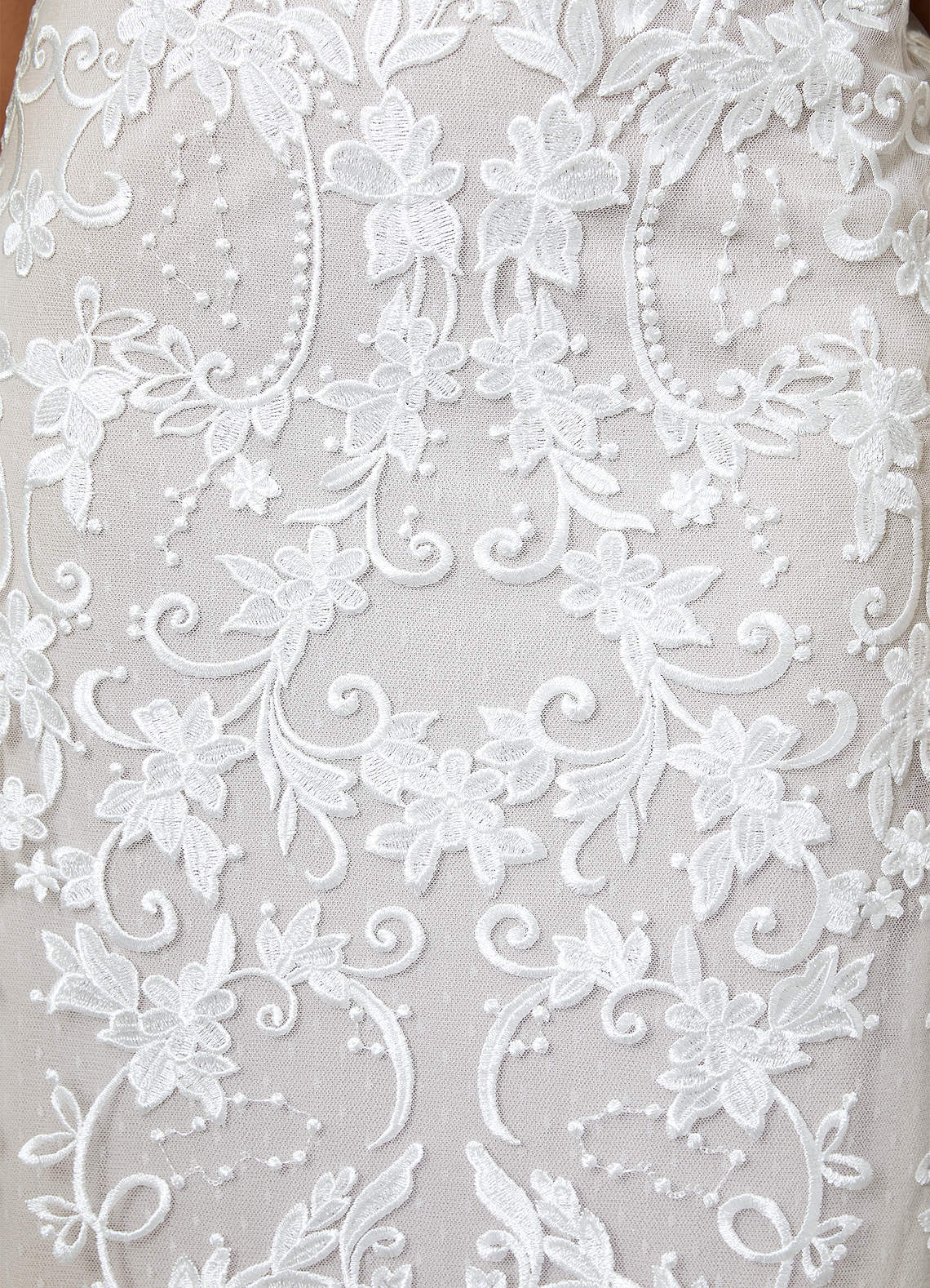 Azazie Devonna Abiti da Sposa Abito Tubino in Pizzo con Scollo a V e Paillettes Bianco Diamante image5