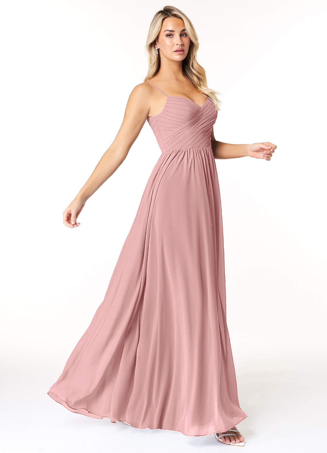 Azazie Lisbon Bridesmaid Dresses Dusty Rose A-Line Sweetheart Neckline Chiffon Dress image1