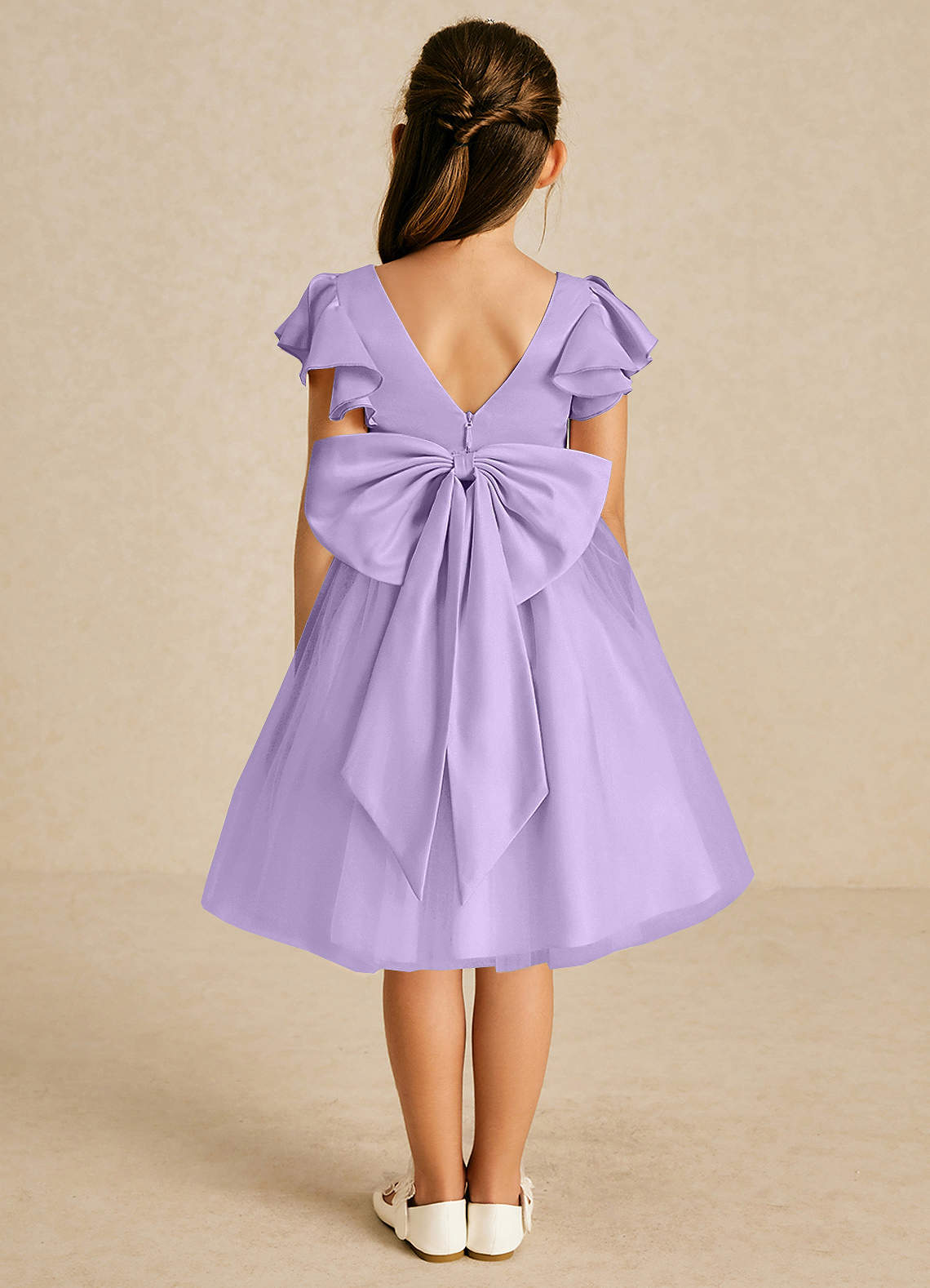 Azazie Kaeya Flower Girl Dresses Lilac A-Line Bow Tulle Dress image1