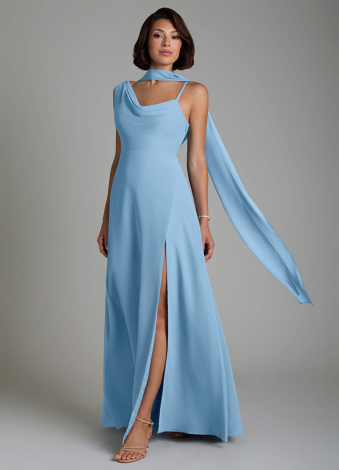 teal chiffon bridesmaid dresses Azazie True Light blue bridesmaid Color:Floral Flare Ruffle Dress Black Andaaz Fashion Women's Beige Float down the aisle