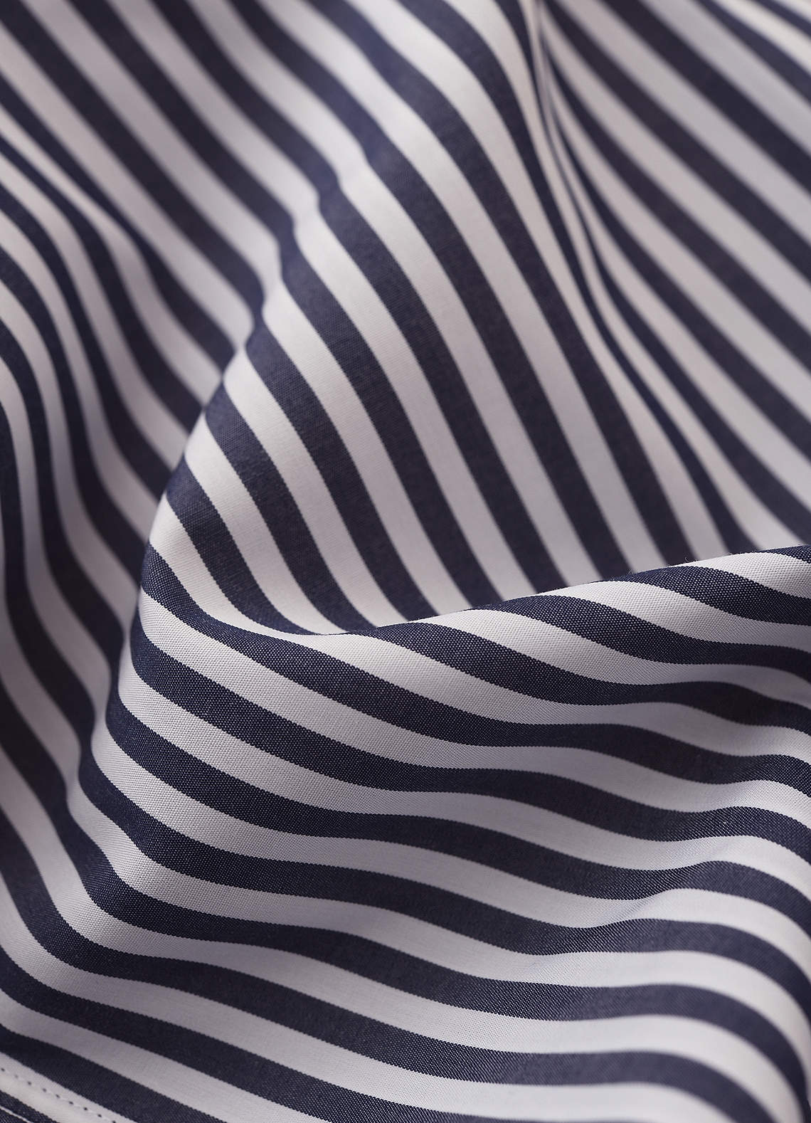 front Aiden White Navy Blue 100% Cotton Non-Iron Striped Dress Shirt