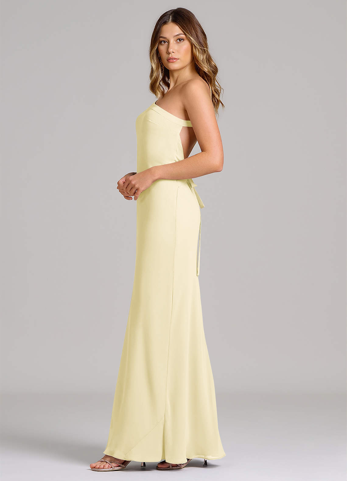 Azazie Monroe Ready to Ship Lemon Sorbet Chiffon Bridesmaid Dresses | Azazie