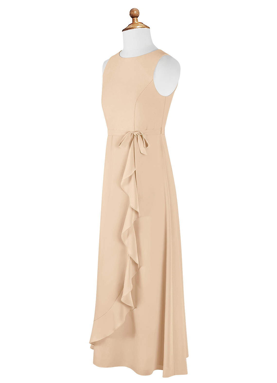 High-Neck Chiffon Bridesmaid Dress with Cascade