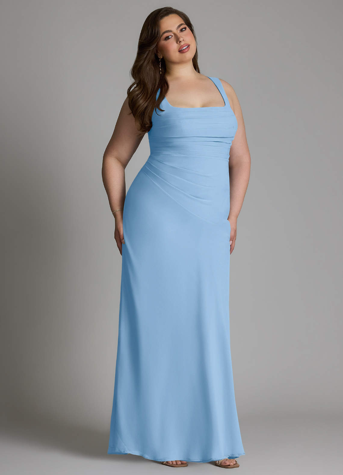 Azazie Agustina Bridesmaid Dresses Powder Blue Mermaid Corset Chiffon Dress image13