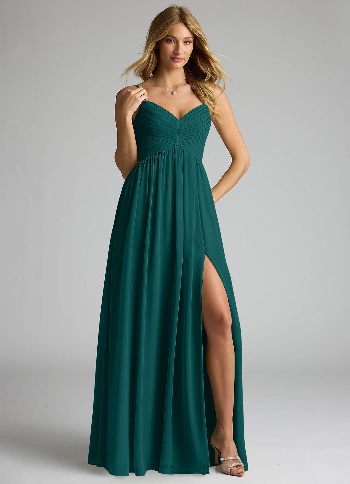 Azazie Alia Peacock Chiffon Bridesmaid Dresses | Azazie