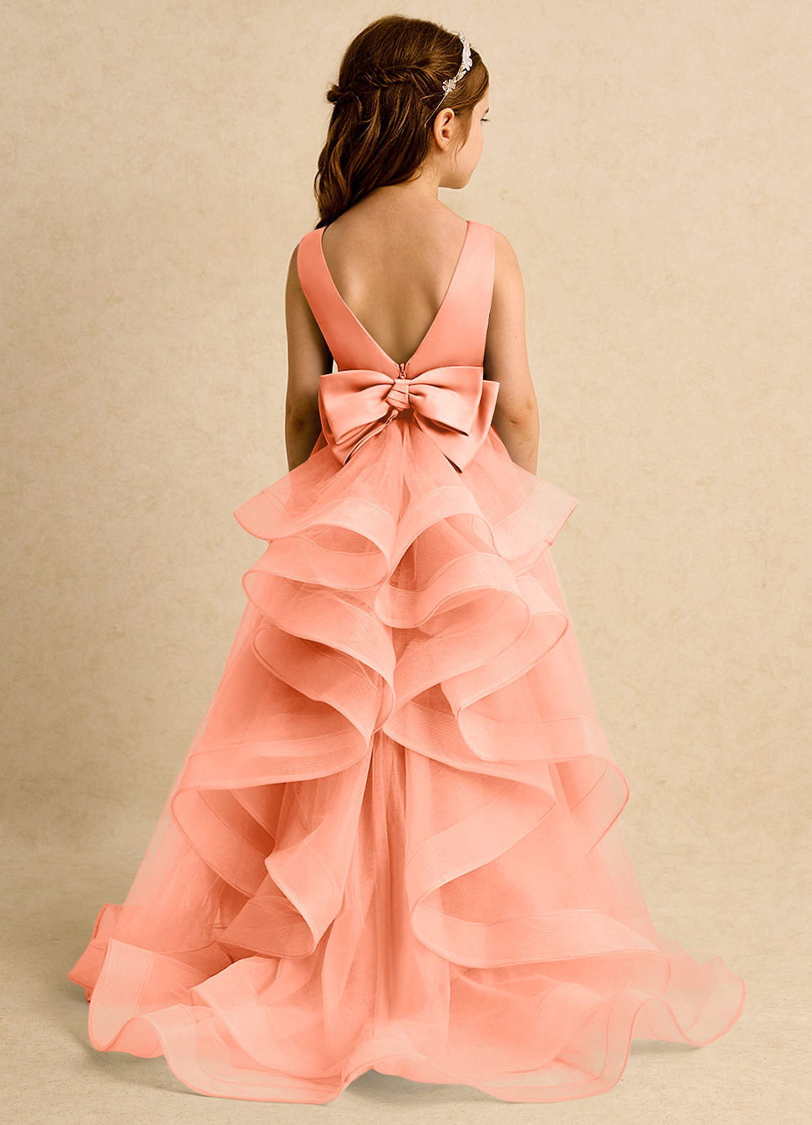 Azazie Lior Flower Girl Dresses Sunset Ball-Gown Pleated Tulle Dress image6