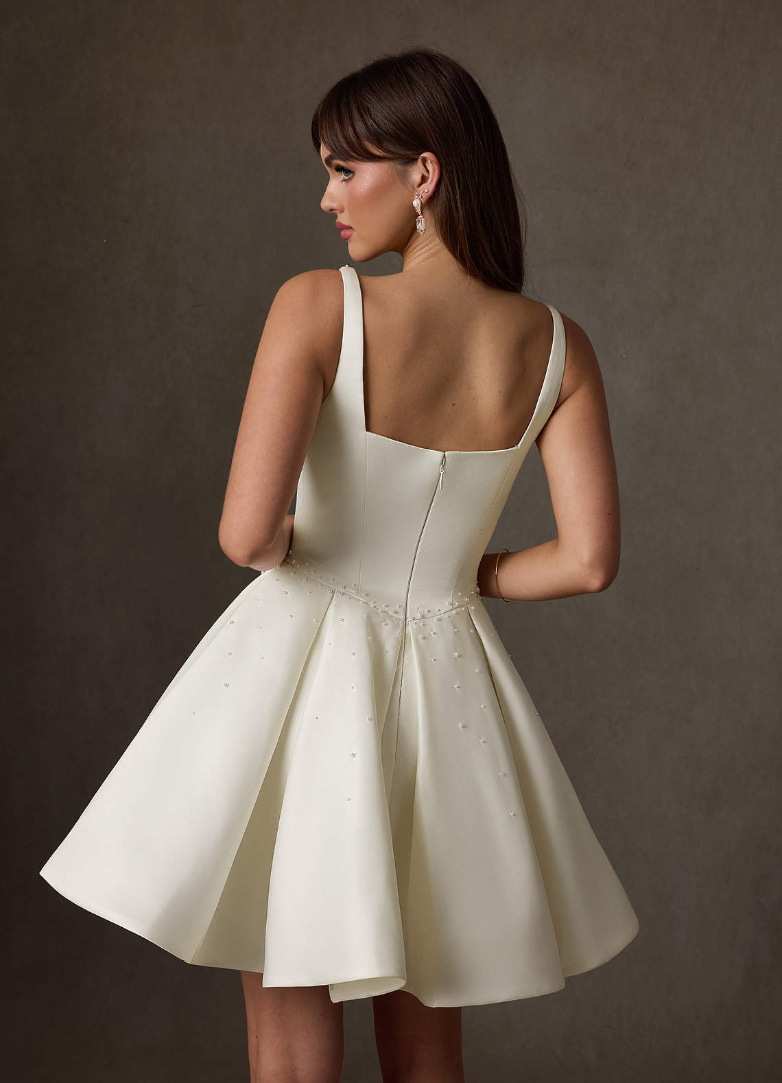 Azazie Zelina Wedding Dresses Cream A-Line Sweetheart Neckline Satin Dress image1