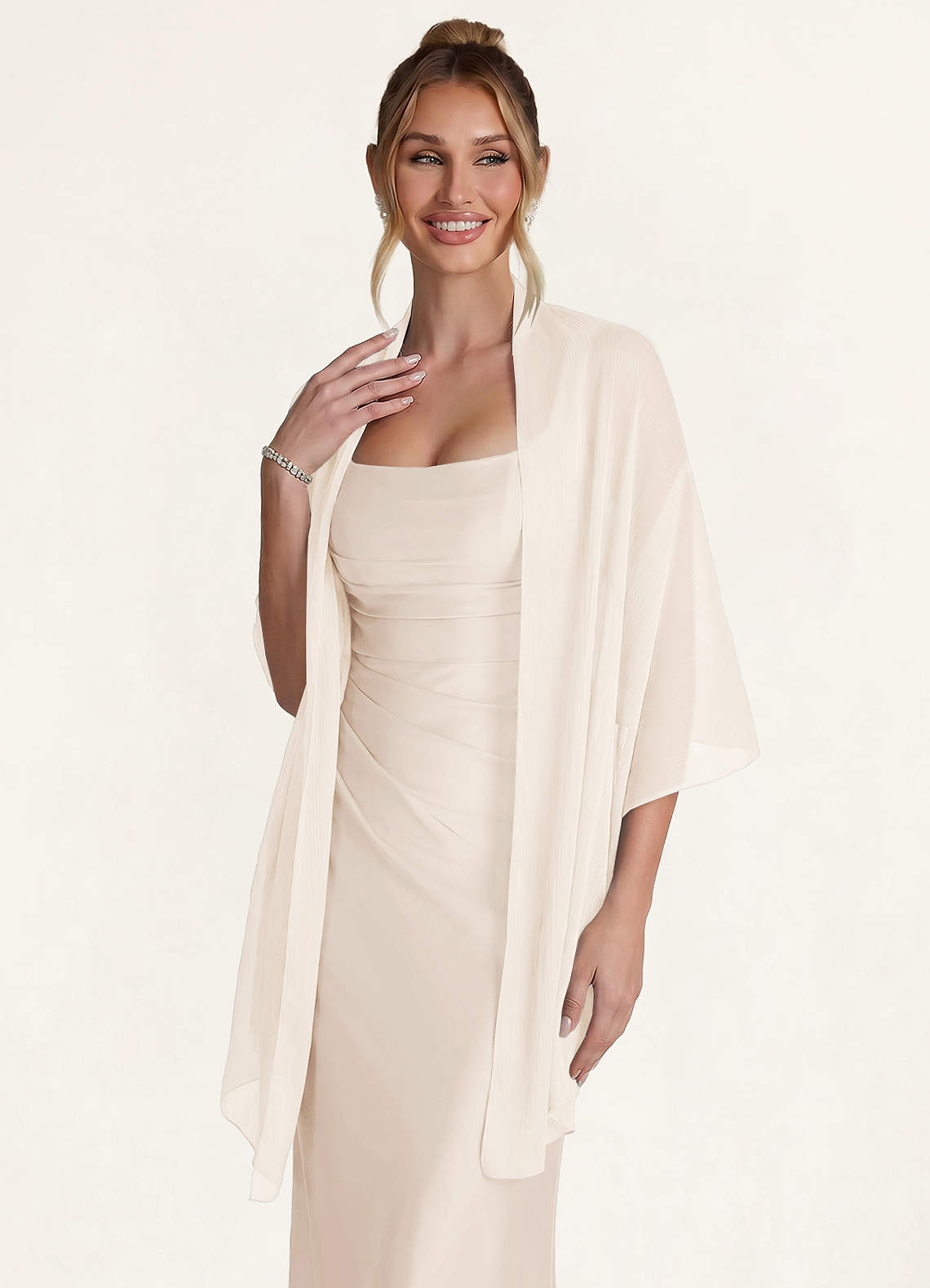 front Azazie Chiffon Sparkly Cover Up Scarf
