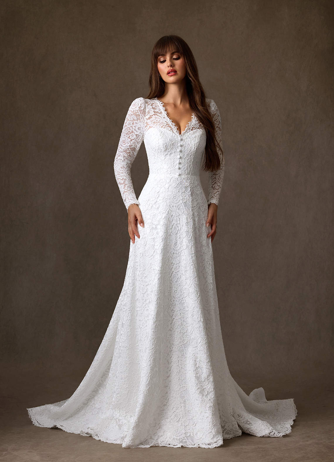 Azazie Kimani Wedding Dresses Diamond White A-Line Lace Dress image7