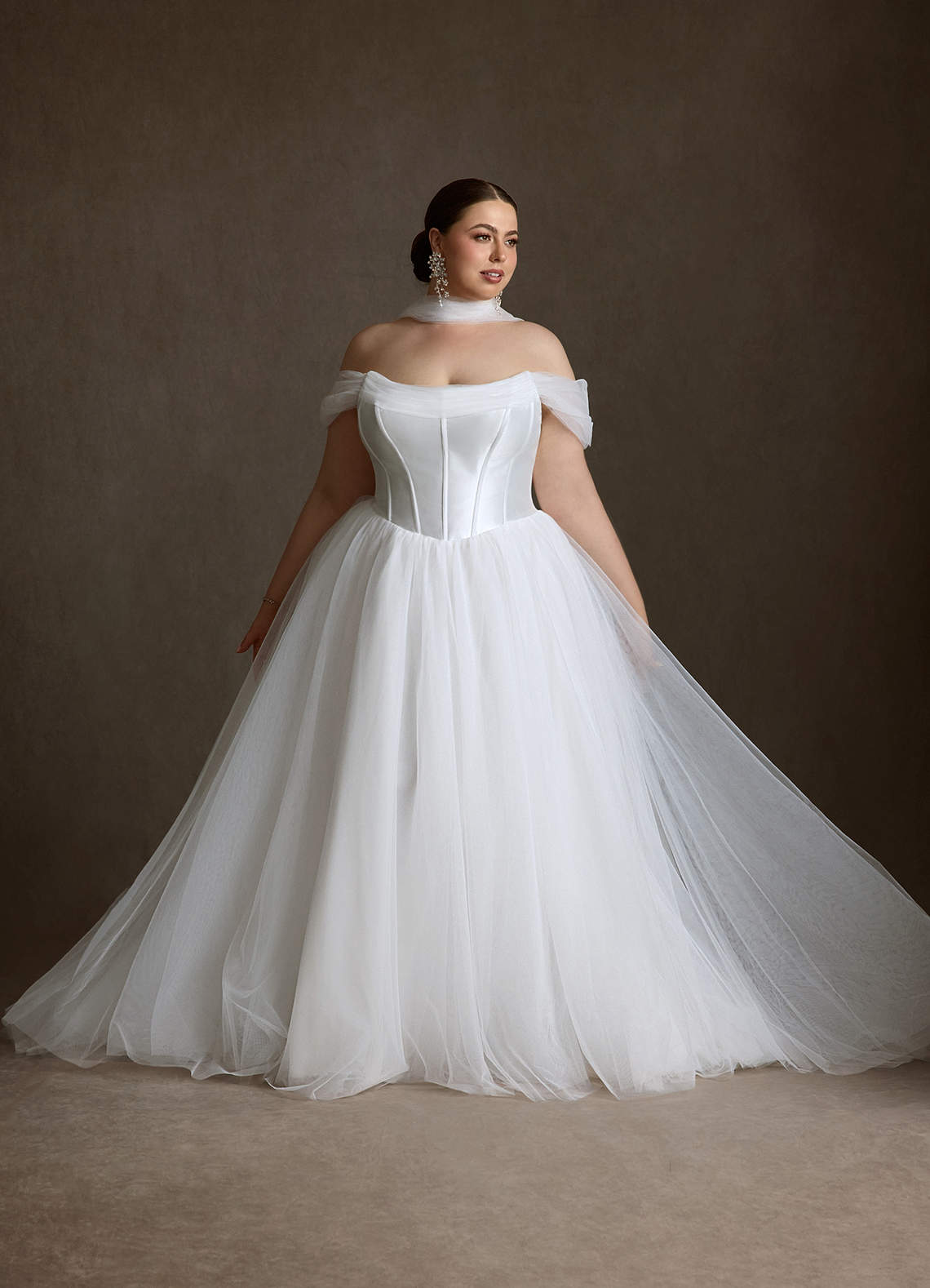 Azazie Adalyn Wedding Dresses Diamond White Ball-Gown Tulle Dress image11
