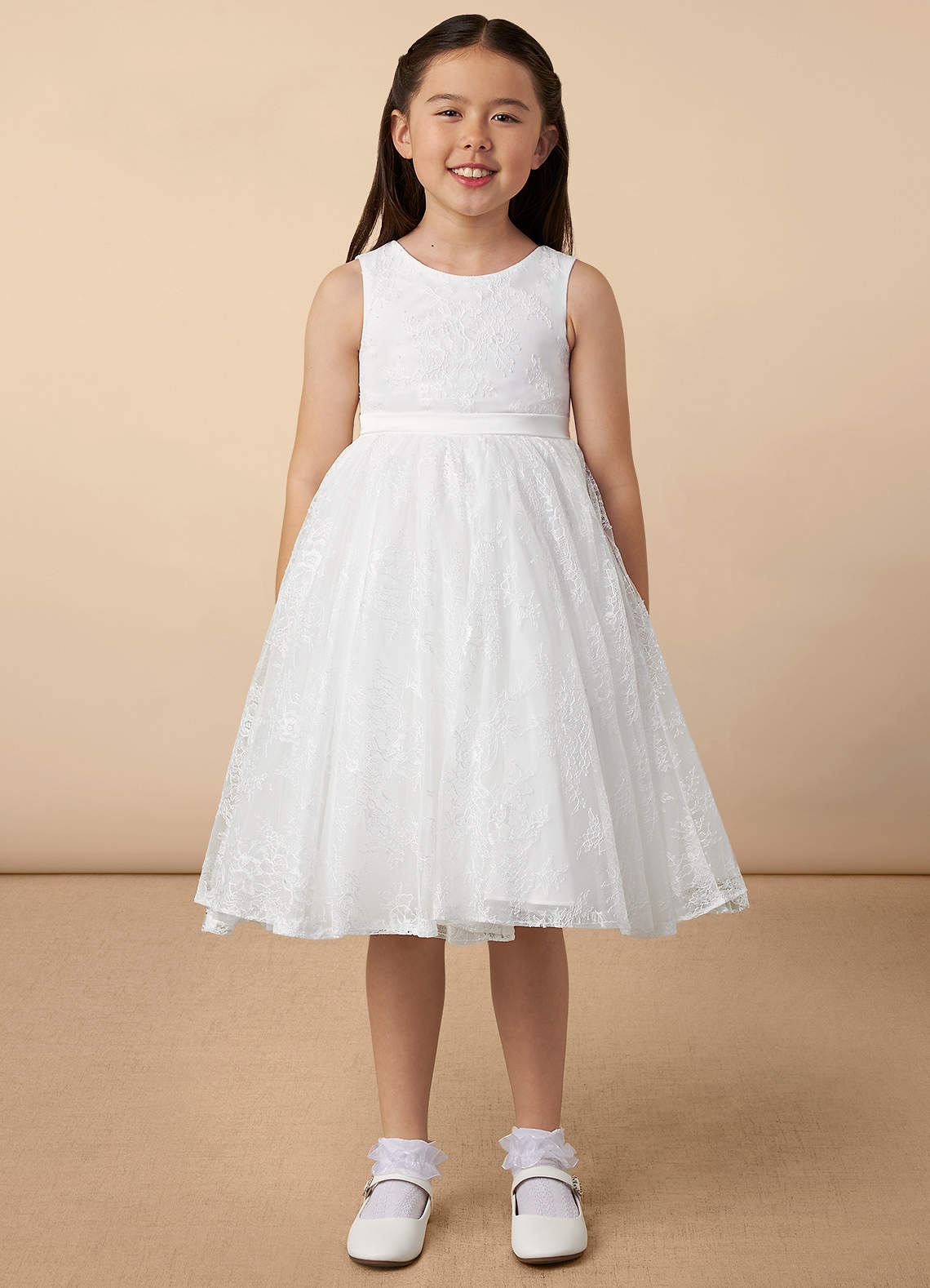 Lovely Lace Tulle A-line Flower Girl Dresses With Bow
