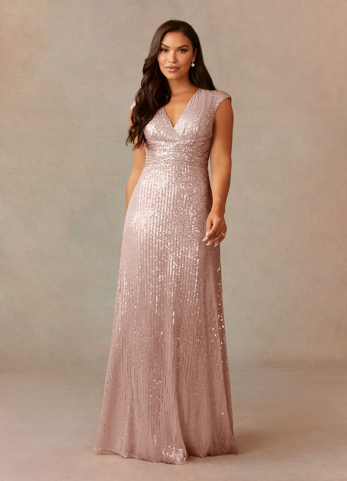 Upstudio Sacramento Dusty Rose A-Line V-Neck Ruched Sequins Dress Ready to  Ship | Azazie AU