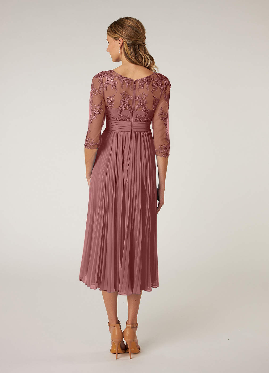 Azazie Tutu Mother of the Bride Dresses Desert Rose A-Line Boatneck Lace Chiffon Dress image1