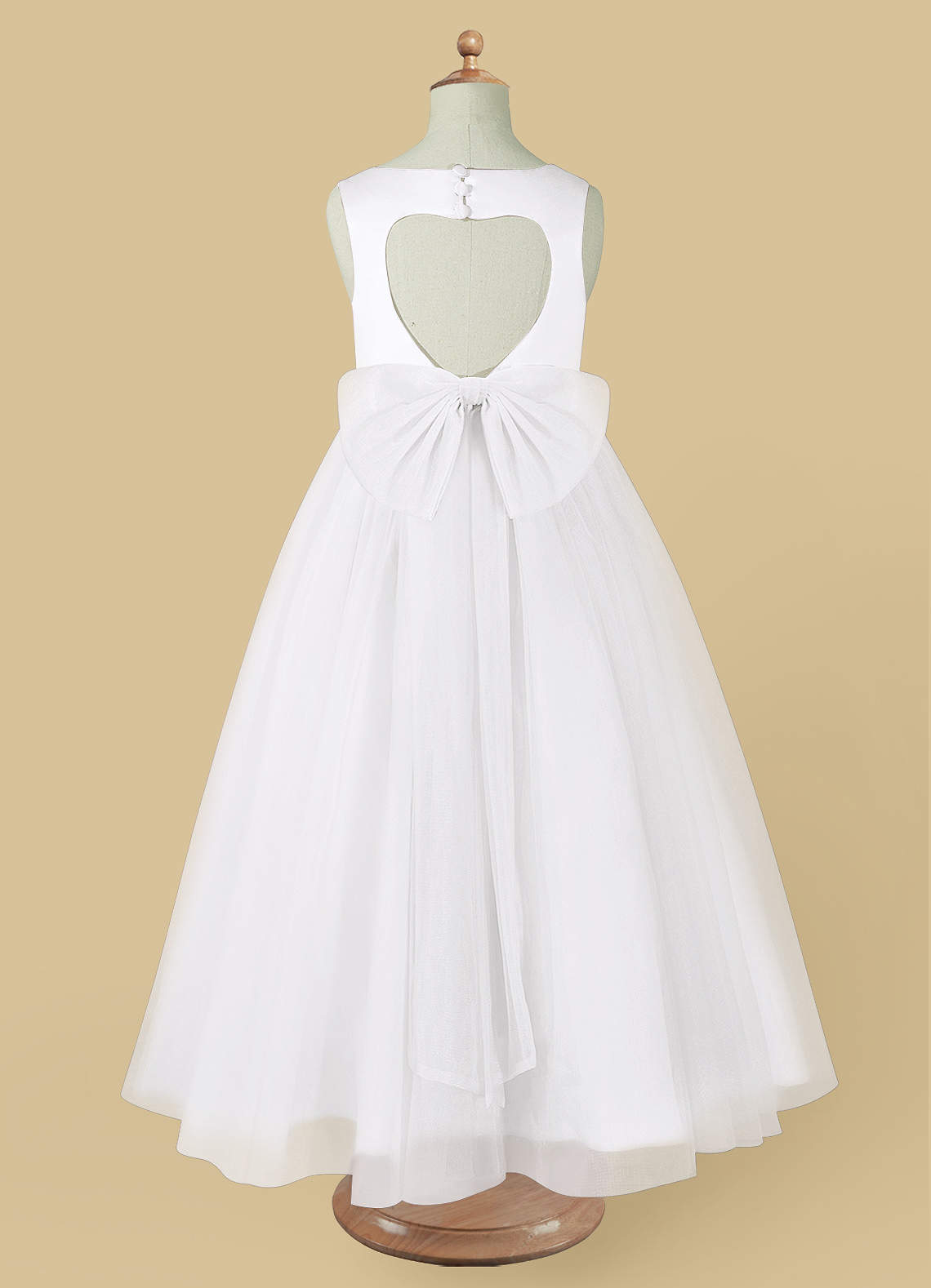 Azazie Muni Flower Girl Dresses White A-Line Bow Tulle Dress image4