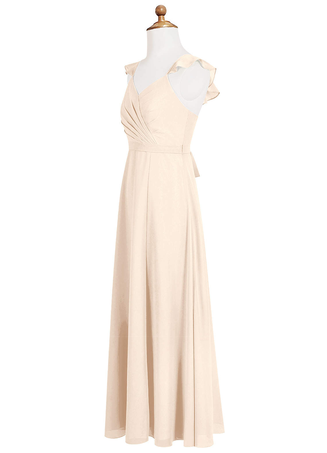 Azazie Emily Junior Robe Trapèze en Mousseline de soie Rayé Albâtre Blanc image6