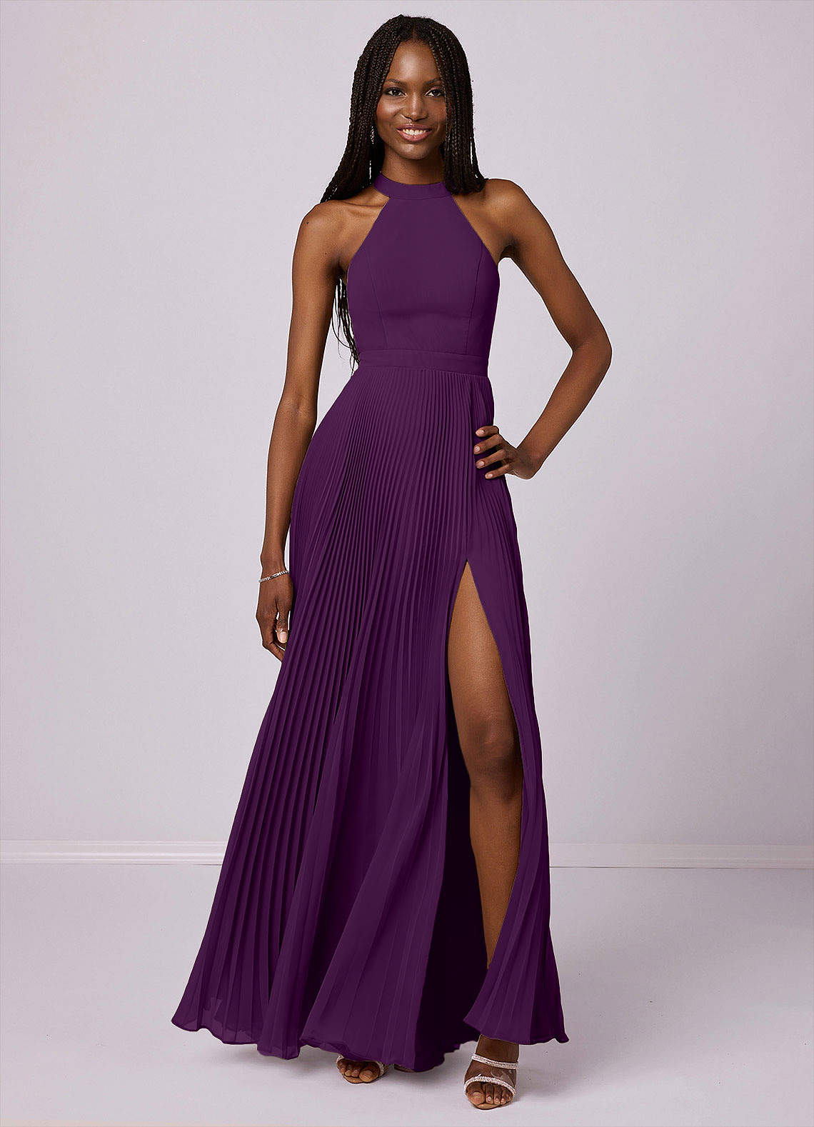 Barbie ♥ Azazie Bridesmaid Dresses Grape A-Line Pleated Chiffon Dress image1