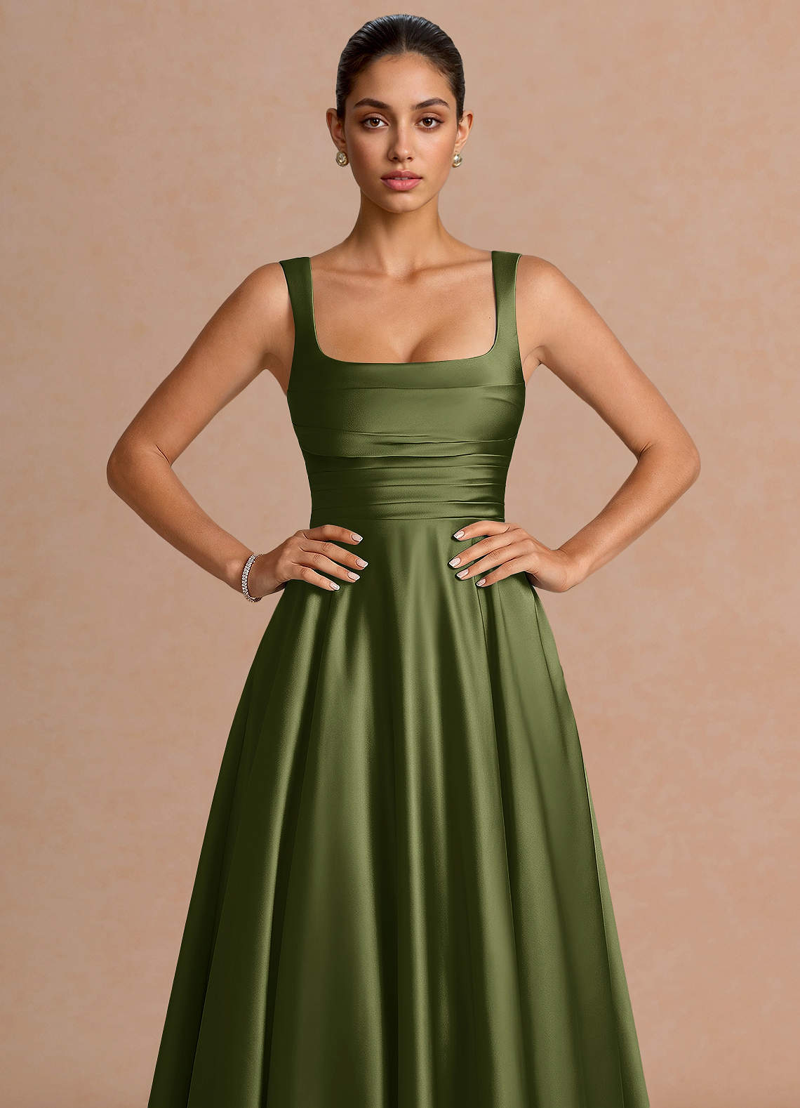 Azaria Olive Maxi Dress | Azazie