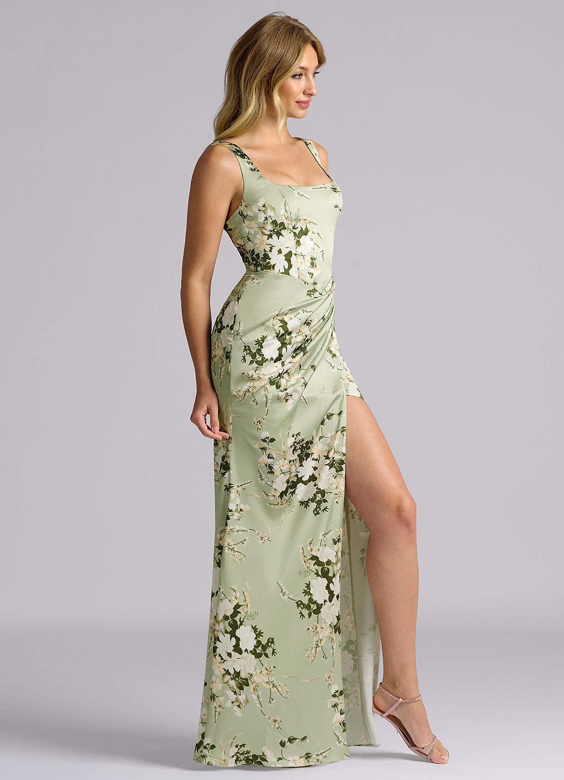 birdy grey floral bridesmaid dresses Olivia Soft Matte Satin Maxi Dress Yellow | Wedding Guest Dress | Maxi main image 1