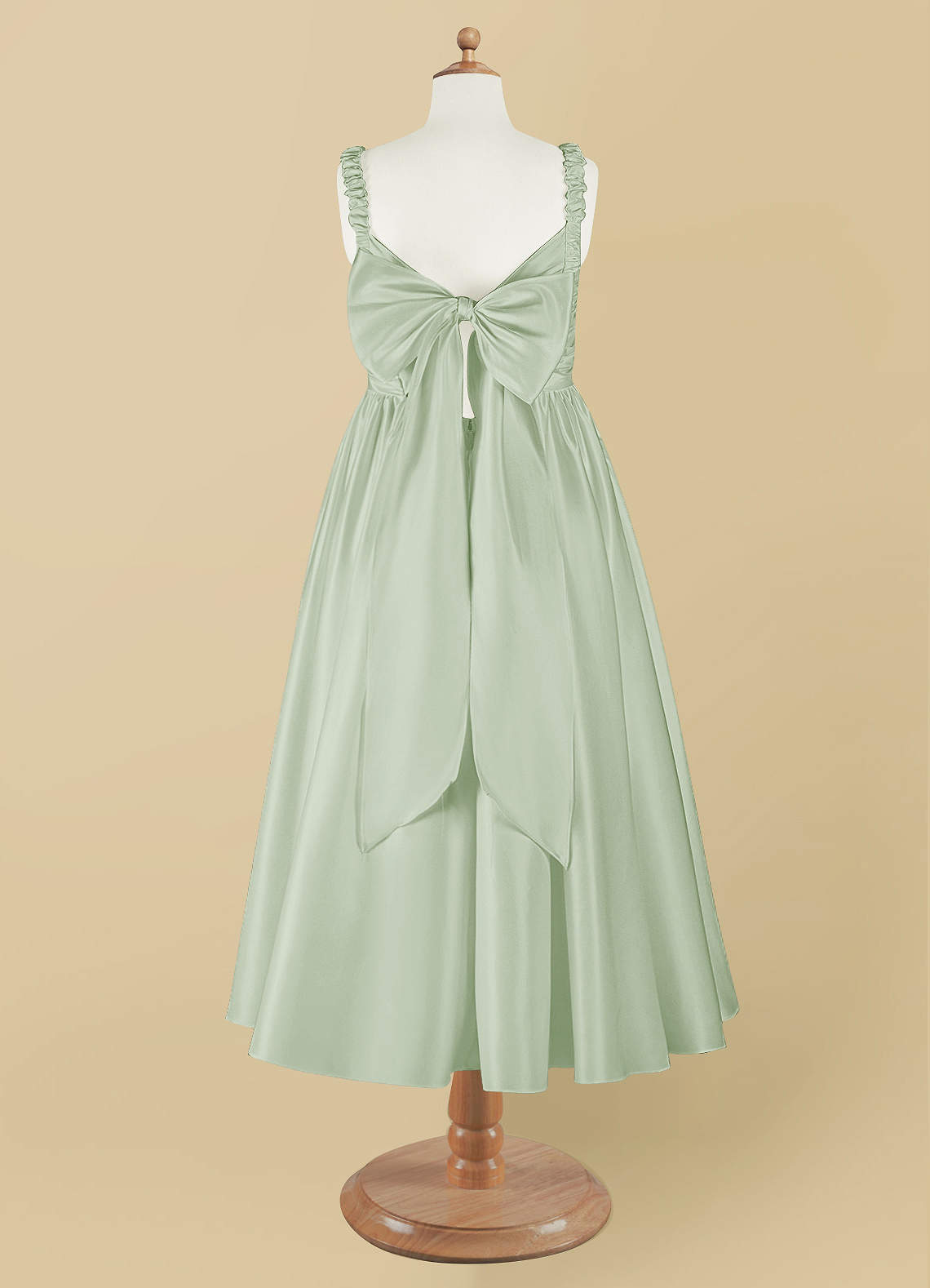 Azazie Cutie Pie Blumenmädchenkleider A-Linie Plissee Matte Satin Kleid Staubiger Salbeigrün image7