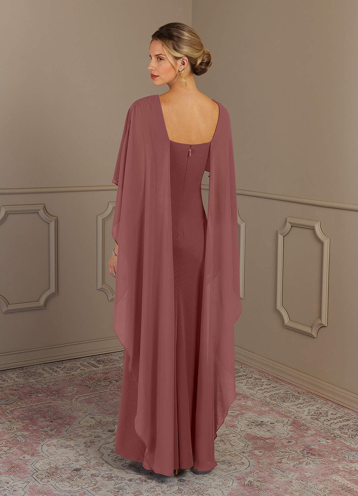 Azazie Dion Mother of the Bride Dresses Desert Rose Sheath Scoop Stretch Crepe Dress image1