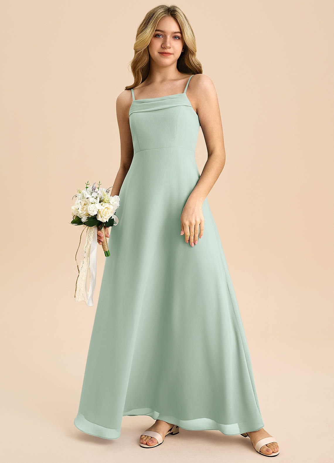 Azazie Anselie Junior Klä av A-Line i Chiffong Av axeln image6