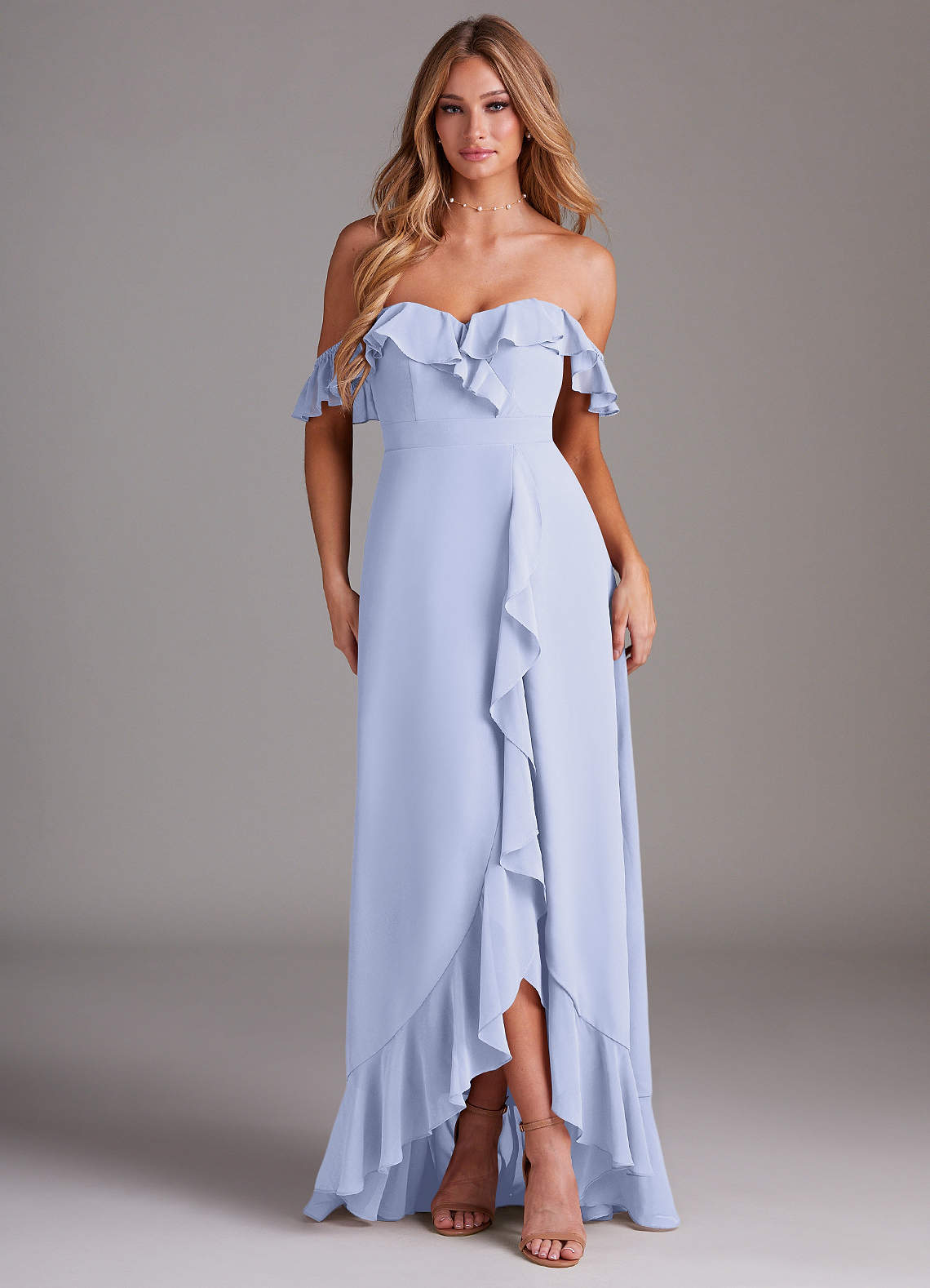 Azazie Lyra Bridesmaid Dresses Lavender A-Line Chiffon Convertible Dress image1