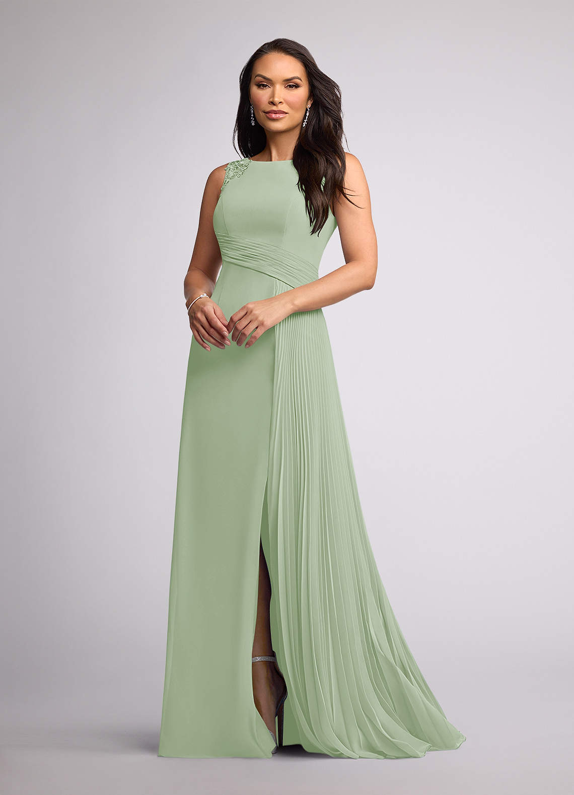 Azazie Galvan Dusty Sage A-Line Sequins Chiffon Dress | Azazie DE Azazie Galvan Dusty Sage A-Line Sequins Chiffon Dress | Azazie DE