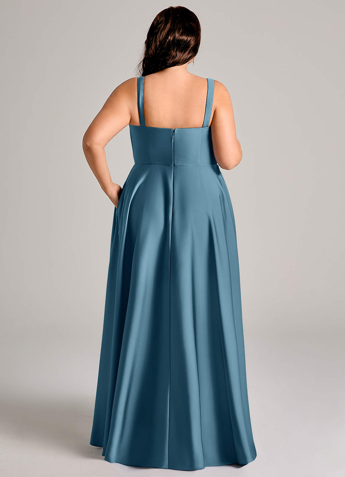 Azazie Shaude Bridesmaid Dresses Bermuda A-Line Pleated Stretch Satin Dress image12