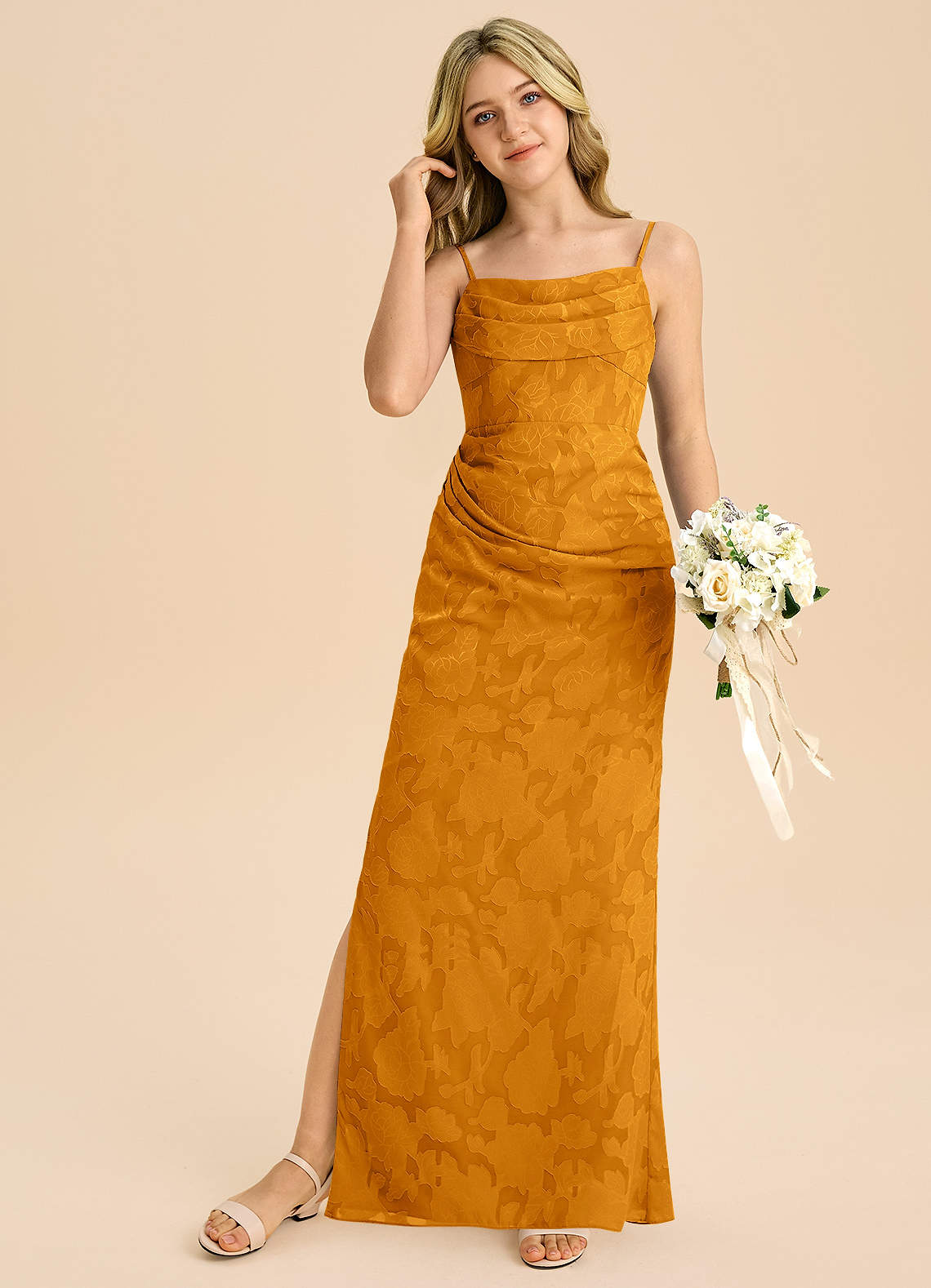 Azazie Mai Junior Klä av Tubklänning i Blommig Utbrändhet Plisserad image2