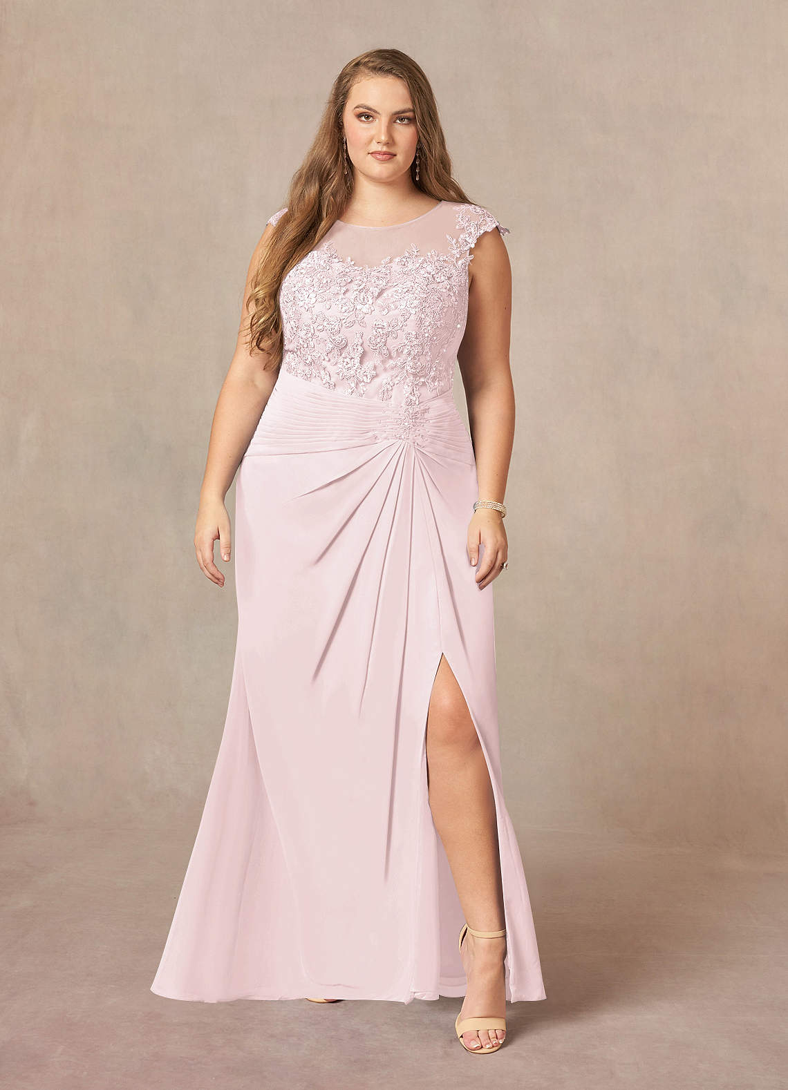 Azazie Libby Burgundy A-Line Scoop Sequins Chiffon Dress Ready to