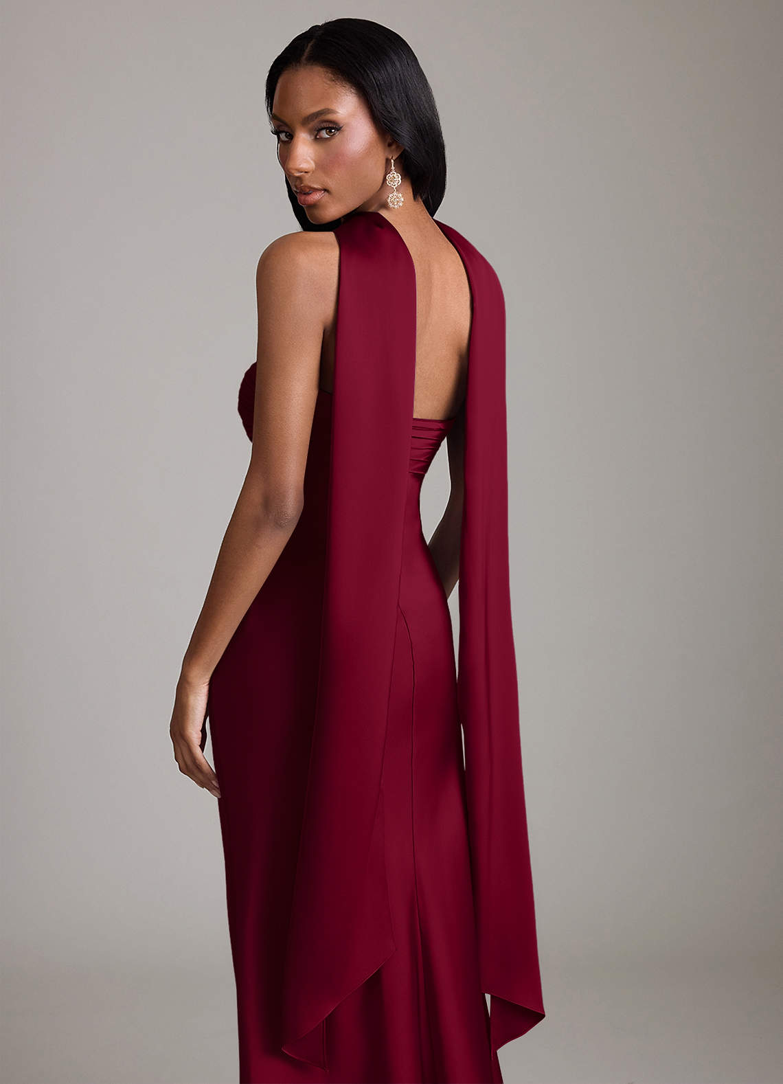 Azazie Saylor Brudtärnklänningar Klä av Sjöjungfru i Stretch Satin Axelbandslös Bourgogne image6