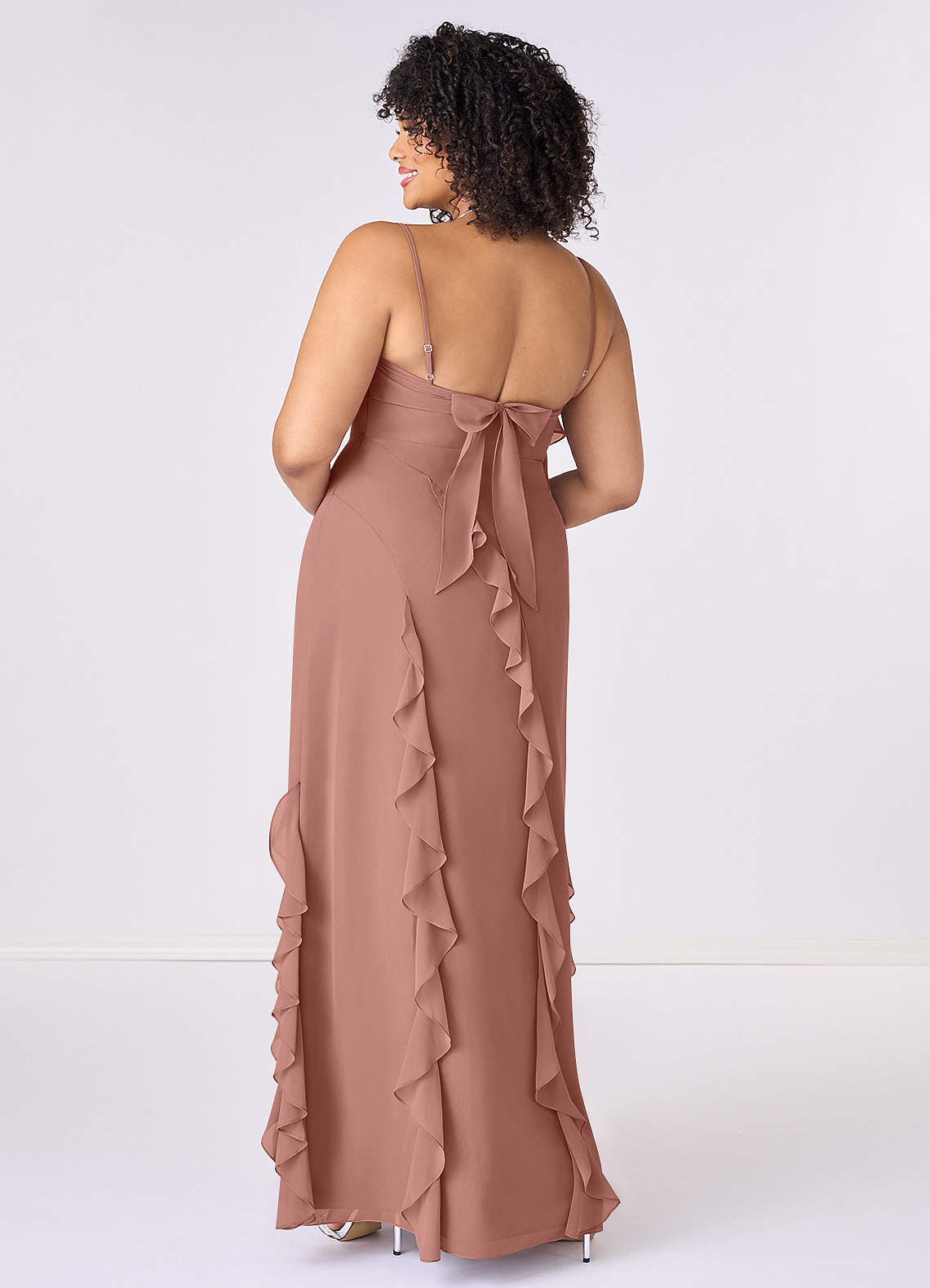 Barbie ♥ Azazie Bridesmaid Dresses Cedar Rose Sheath Bow Chiffon Dress image1