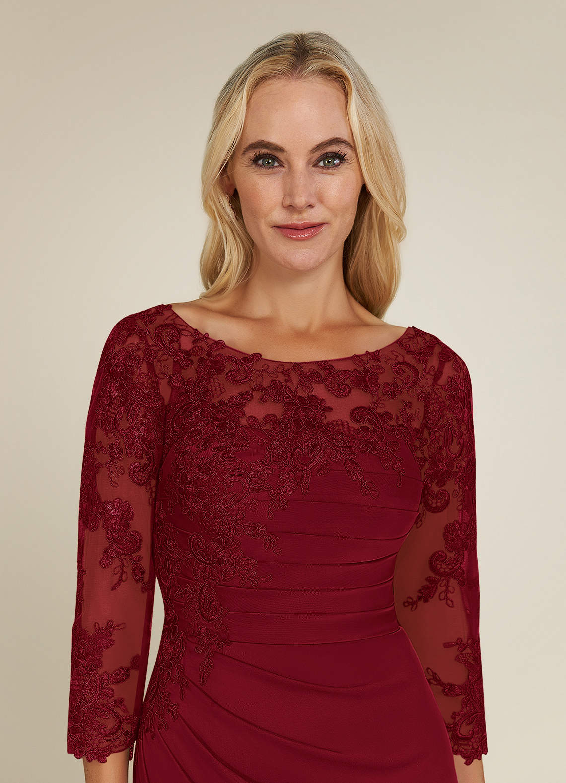 A-Line/Princess 2 Pieces Scoop Lace Mother of the Bride Dresses with Jacket Long Sleeves Ankle-Length